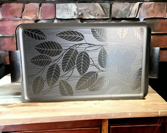 Vintage Aluminum Tray ~ Canadian Original Silhouette 2171 Etched Leaves ~ 19" x 10 1/4" Mid Century Handled Serving Tray ~ VintageSouthwest