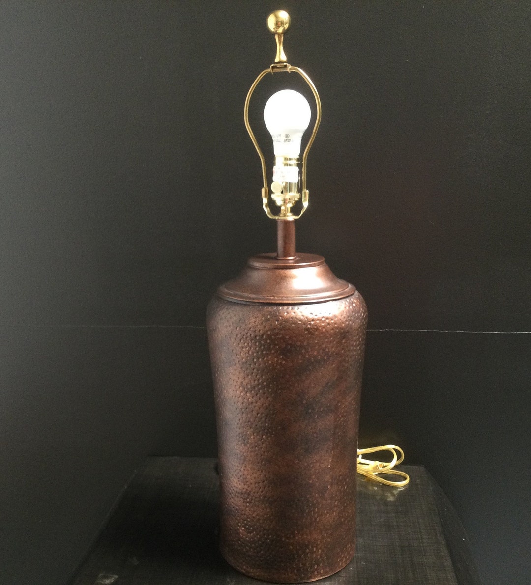 Pitted Copper Table Lamp Rustic Modern Home Decor With or Without Shade