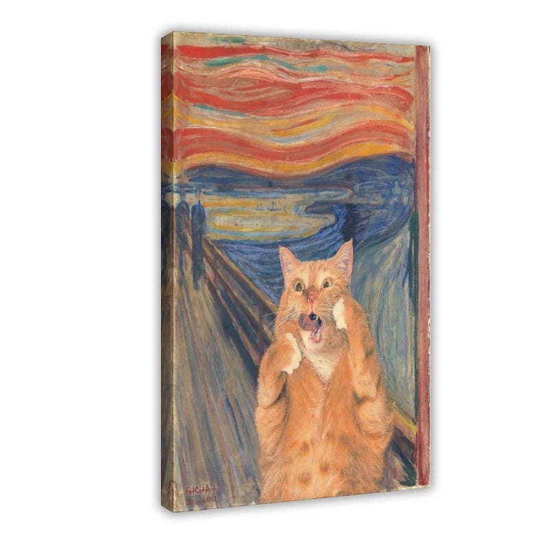 The Scream Orange Cat Parody Canvas Print - Humorous Art - Etsy