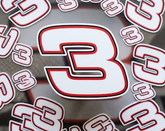 Dale Earnhardt 3 #1 Nascar Fan Waterproof Vinyl Sticker, Car Decal, Laptop Tumbler, Perfect Gift For Family, Friends