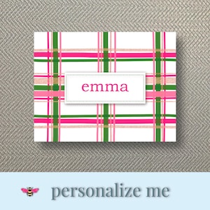 Regalo personalizado para ella, tarjetas de notas a cuadros rosas para chicas, juego de 10