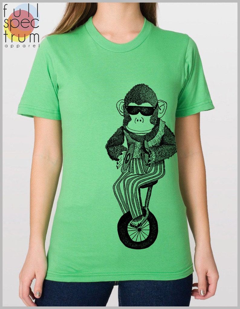 Unicycle Monkey T Shirt American Apparel Unisex XS S M L Etsy