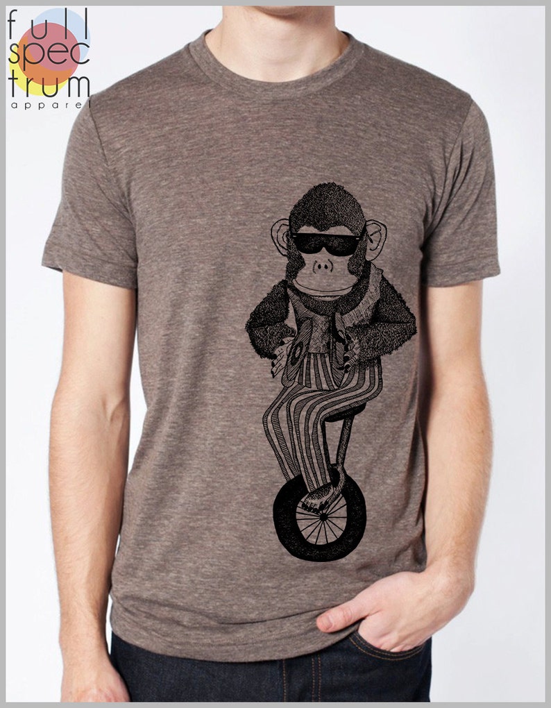 Unicycle Monkey T Shirt American Apparel Unisex XS S M L Etsy