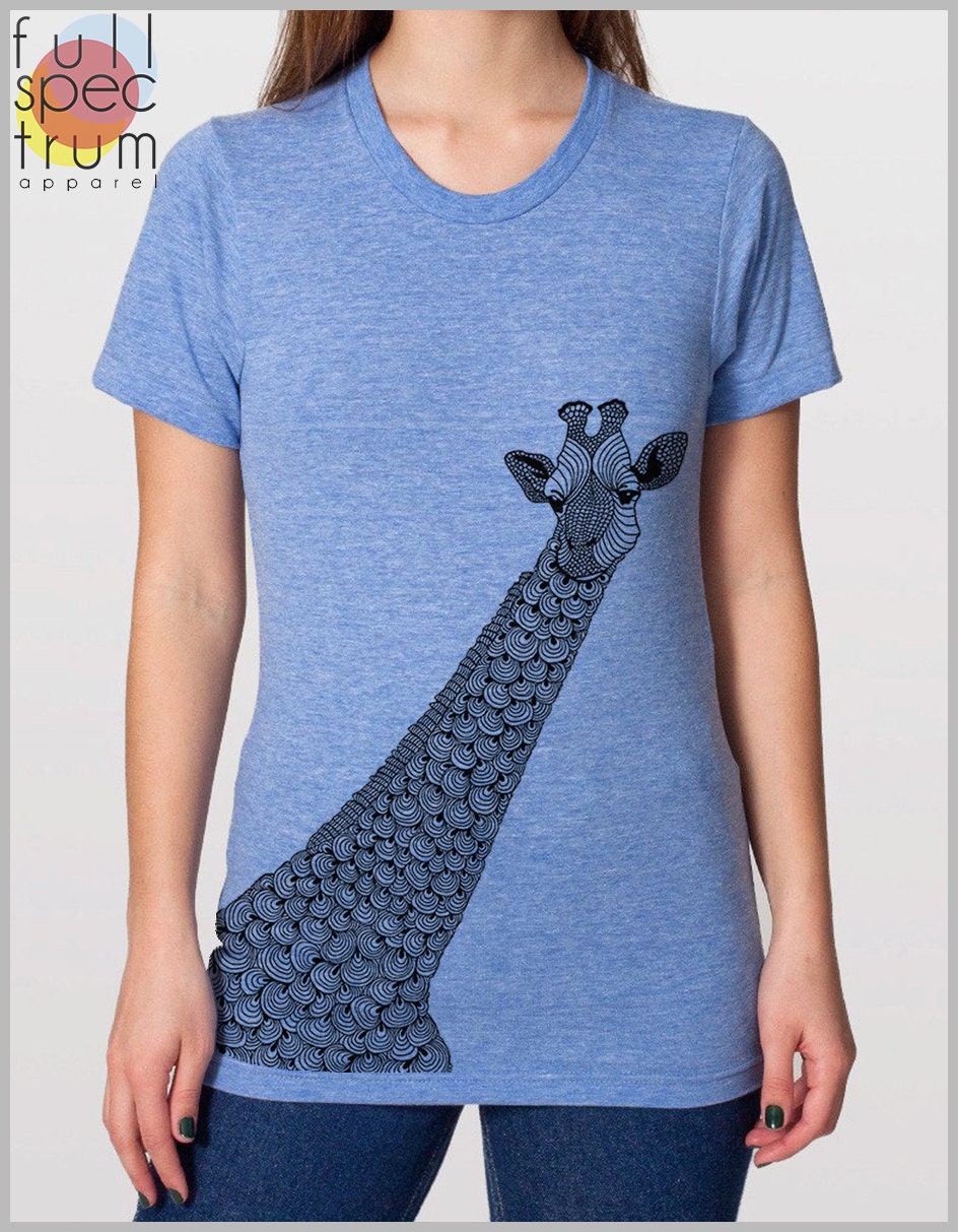 Men's Hand Printed Nature Theme Giraffe T Shirt American | Etsy