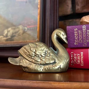 Jardinière vintage Mini Cygne en laiton, petit pot cache-pot, style Hollywood Regency, décoration milieu du siècle