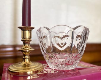 Lead Crystal Heart Bowl Vintage 5th Avenue | Cut Crystal Trinket Dish | Valentines Day Decor