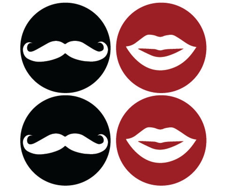 Lips and Mustache Printable Party Signs | Etsy
