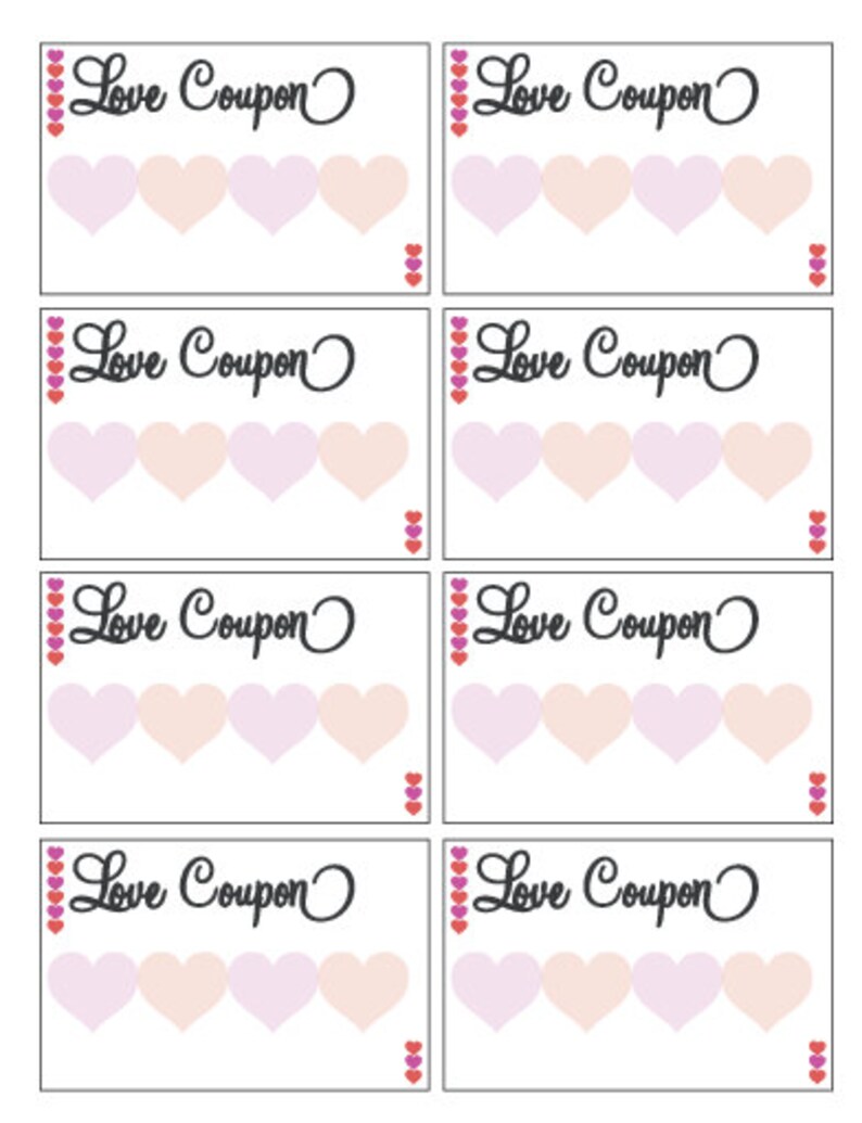 Editable Love Coupons // DIY Instant Download Digital Template | Etsy