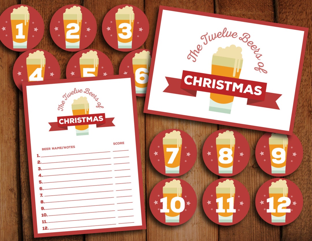 12 Beers of Christmas Printable Gift Set // 12 Days of Beermas // Printable PDF // Beer Lover