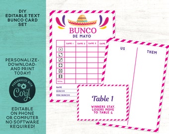 MAY Bunco de Mayo Card// Cinco de Mayo bunco theme // Editable template