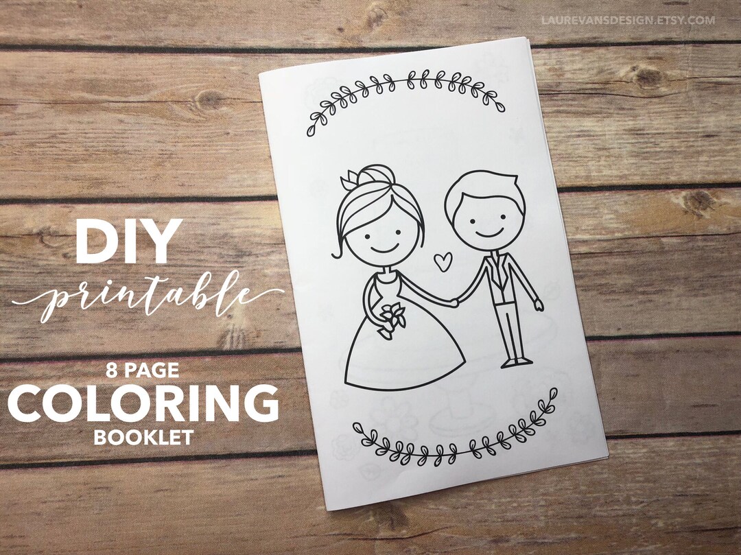 DIY Printable Wedding Bridal Shower Coloring Booklet // 8 Page Booklet ...