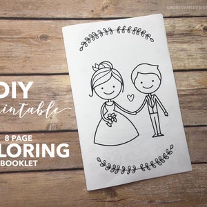 DIY printable Wedding Bridal Shower Coloring Booklet //  8 Page Booklet // Coloring Activity Book // Kids coloring wedding