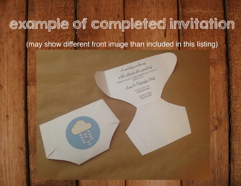 Diaper Invitation Template DIY Pattern with Instructions Make Etsy