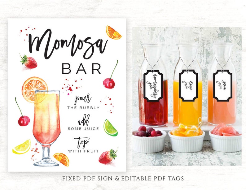 Momosa Bar Printable // Bridal Shower Baby Shower Mimosa Bar - Etsy