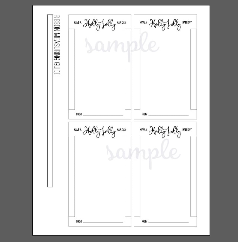 holly jolly hair tie printable card template diy