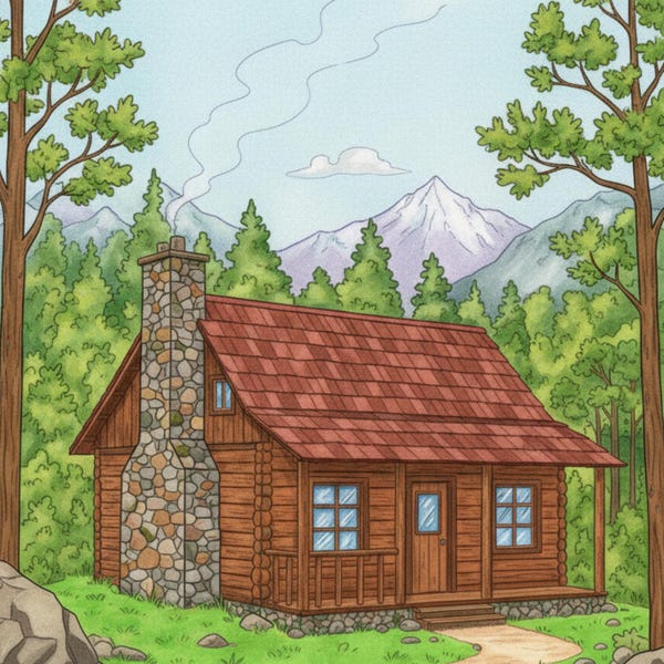 Cabin Coloring Pages for Adults — Cozy Rustic Cabin Illustrations, Relaxing Printable Coloring Art — Printable PDF