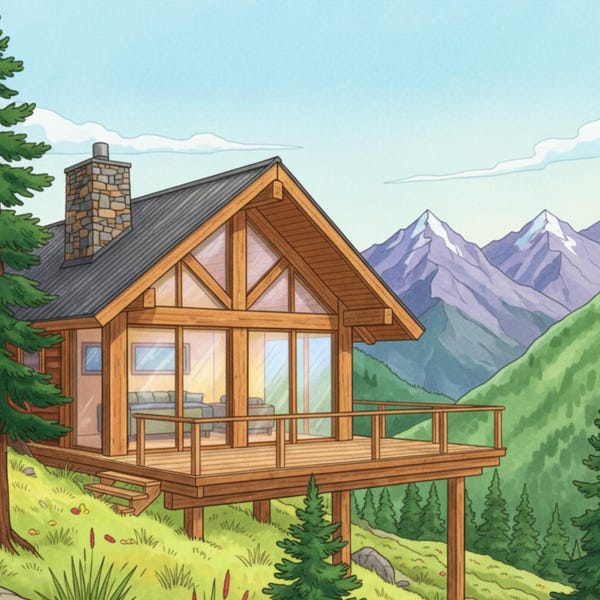 Cabin Coloring Pages for Adults — Cozy Rustic Cabin Illustrations, Relaxing Printable Coloring Art — Printable PDF