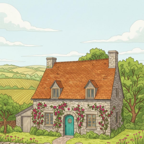 Cottage Coloring Book Pages for Adults — Cozy Cottagecore Home Illustrations — Printable PDF