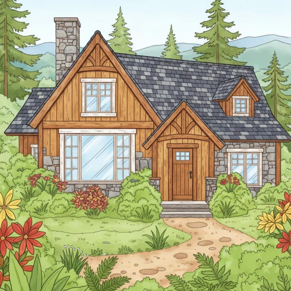 Cottage Coloring Book Pages for Adults — Cozy Cottagecore Home Illustrations — Printable PDF