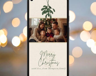 Tarjeta de Navidad personalizada para familiares o amigos, nombre y foto personalizables, plantilla digital Canva
