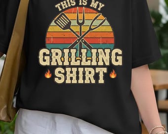 T-shirt graphique Funny Grilling Dad, t-shirt pour barbecue