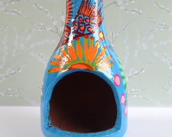 Handmade Mexican Clay Incense Burner Mini Chimney – Hand Painted Designs – Choose Your Style – Rustic Artisan Decor