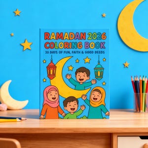 Ramadan 2026 Kids Coloring Book – 30 Days of Islamic Lessons | Muslim Children’s Digital Download | Ramadan Printable PDF