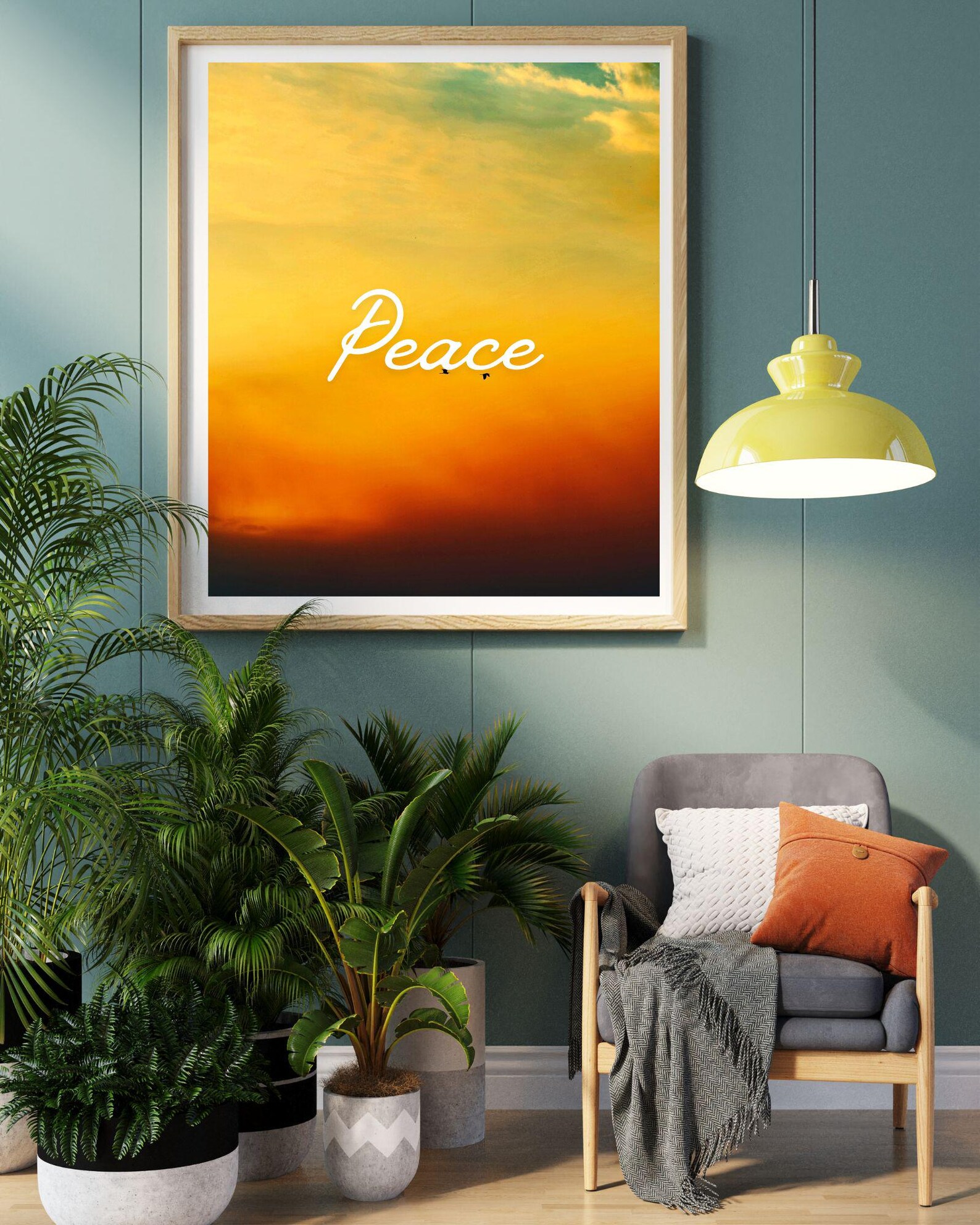 Peace Wall Art Printable, Minimal Sunset Quote Art, Calm Nature Poster ...