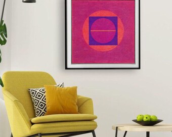 Modern Geometric Art Print | Colorful Square Design (Digital Download 20x20 )