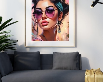 Stijlvolle vrouwenportretafdruk | Moderne modekunst (digitale download)