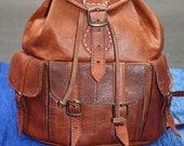 Leather Backpack with Hand Stitching one item on sale