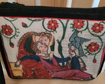 Medieval Renaissance Couple Art Wristlet in Black