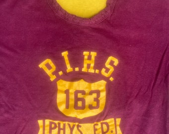 Vintage PIHS Athletic reversible t shirt Physical ED early 1970s