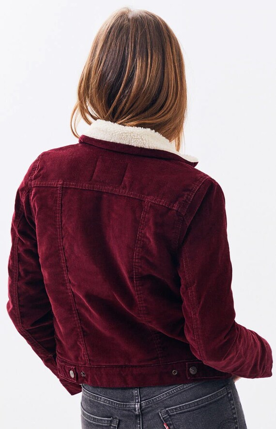 Levis Strauss 0030 Sherpa pana Trucker chaqueta burdeos | Etsy México
