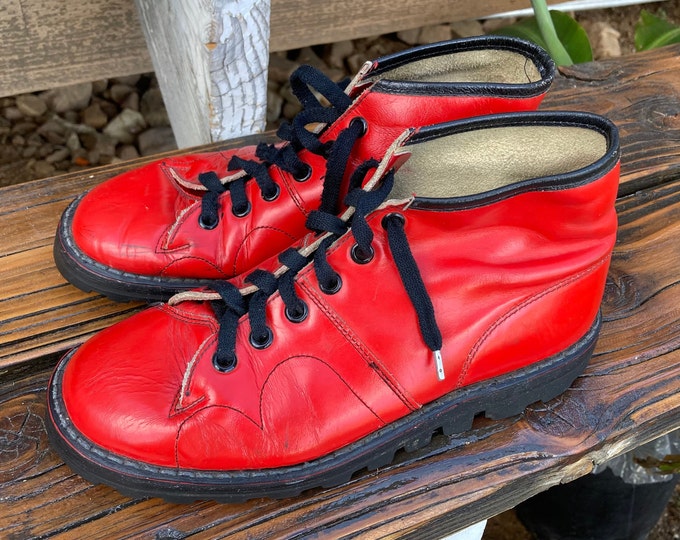 CEBO Boots Monkey Red Leather Made Czechoslovakia Vintage - Etsy