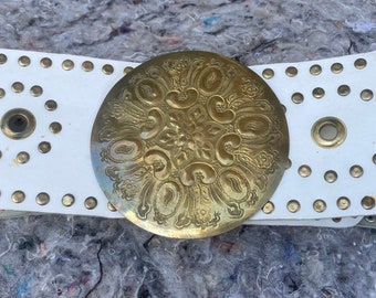 Moroccan Belt Dairi hand made vintage bronze brass white