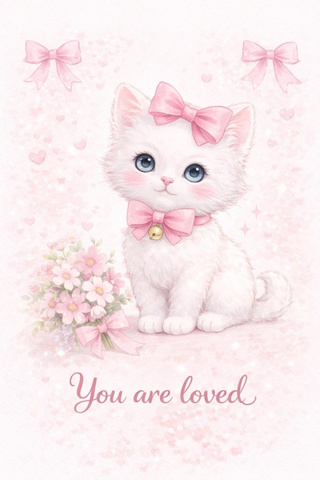 Cute Pink Kitten Wall Art Set of 4, Kawaii Cat Printable, Baby Girl ...