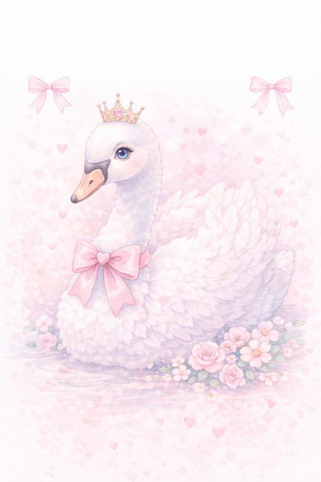 Swan Princess Nursery Wall Art Set of 4, Pink Girly Swan Printable ...