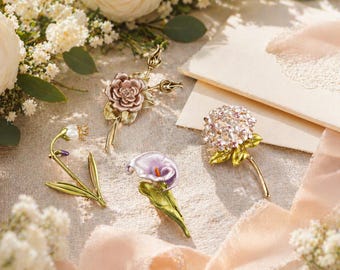 Boutonnière floral, caja de regalo para boda en el jardín, regalo para damas de honor, pin de solapa para padrinos, boda en tonos verde salvia y rosa