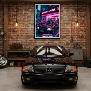Mercedes SL 500 Poster | AMG Tokyo 1990 | Retro-Wanddeko der 90er Bild 3