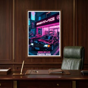 Mercedes SL 500 Poster | AMG Tokyo 1990 | Retro-Wanddeko der 90er Bild 2