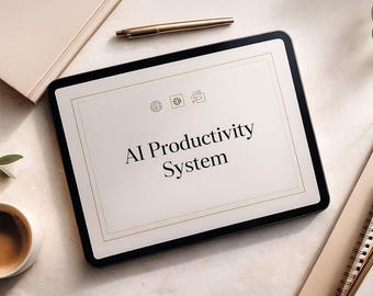 AI Productivity System | 48-Page Workflow Templates | Digital Planner | AI-Assisted Goal Setting | Gold Printable PDF