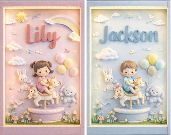 Personalized Storybook Nursery Art, Custom Name Animal Poster (Digital Download)