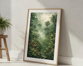 Tropical Jungle Print • Lush Green Rainforest Wall Art (Digital Download)