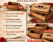 Laser Cut Wooden Box SVG | Heart Lid, Finger Joint (Digital Download)