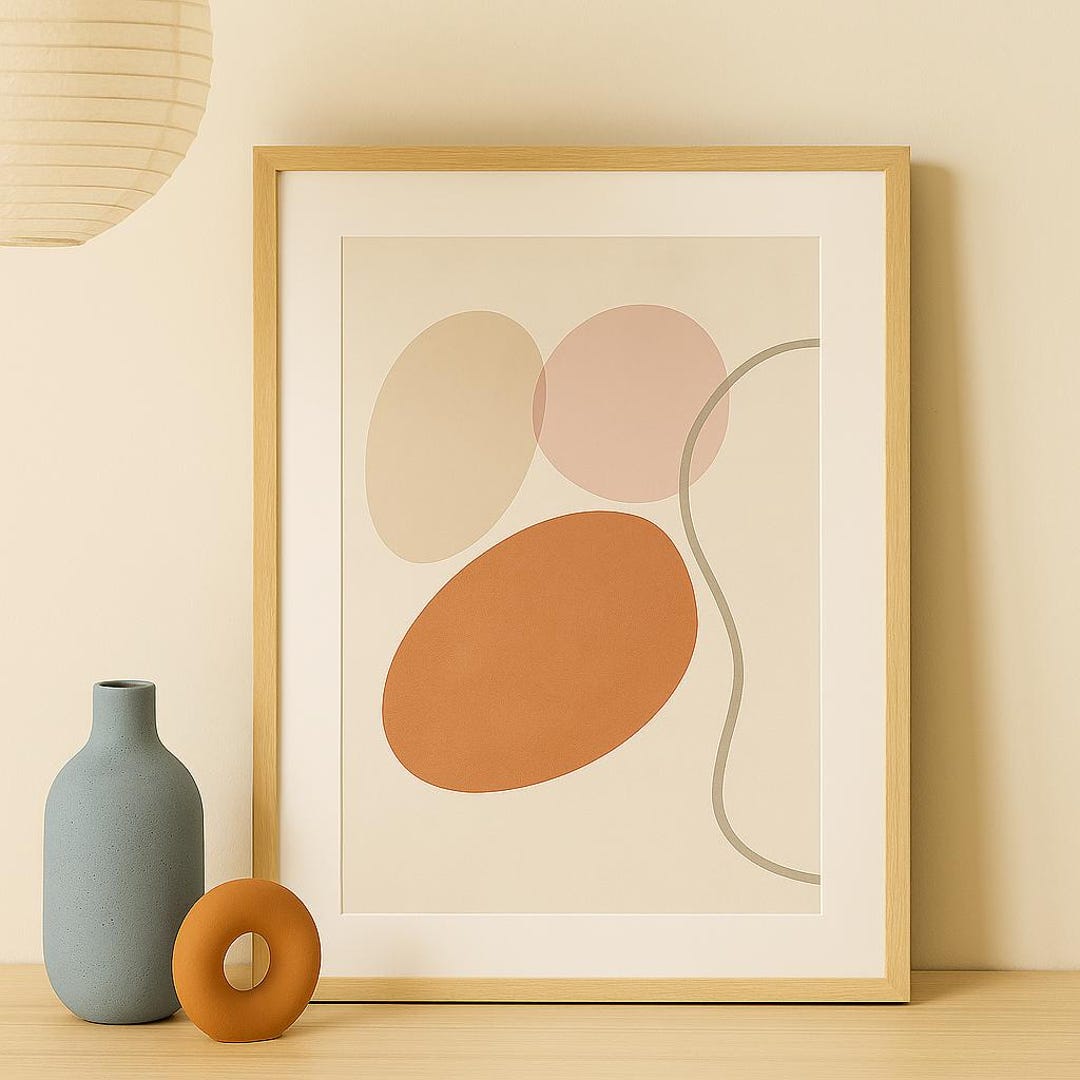 Boho Abstract Shapes Wall Art | Minimal Neutral Printable Poster ...