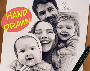 Customised Hand-Drawn Realistic Portrait with Graphite from Reference Photo