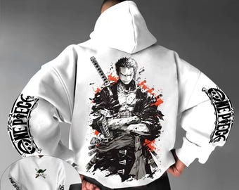 ONE PIECE Herren Hoodie Pullover Roronoa Zoro Japanisch Anime Sommer Herbst Junge Kinder Langarm Hip Hop Eltern-Kind-Kleidung