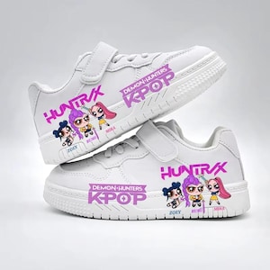 Custom 2026 KPOP Girls Casual Shoes Kids Fashion Demon Hunters Print Sport Shoes Children's Outdoor White Breathable Cartoon Sneakers