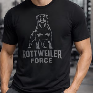 Rottweiler Force Charcoal T-Shirt  Strong Dog Gym Tee, Alpha Power Graphic Shirt, Fitness Streetwear, Unisex Heavy Cotton Tee